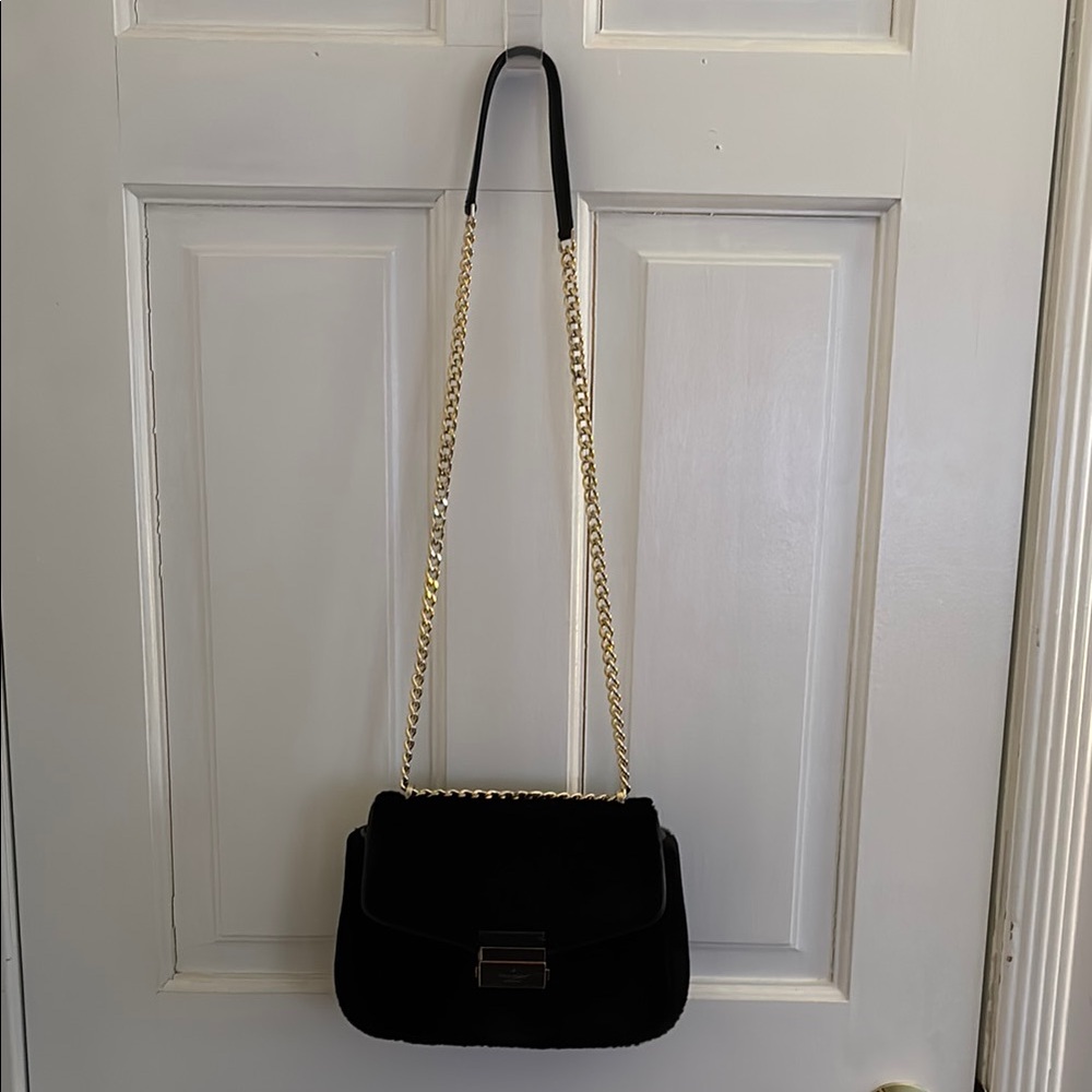Kate Spade Fur Elegant Black Chain Strap Bag